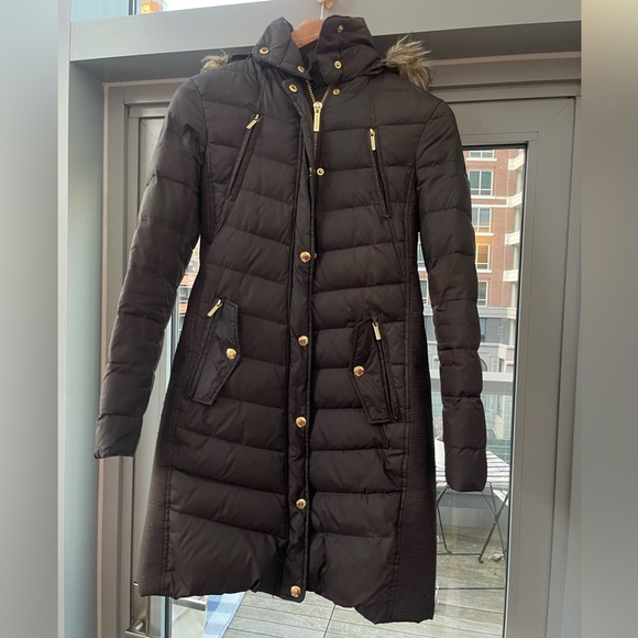 Michael by Michael Kors Brown Long Puffer Coat - Picture 2 of 8